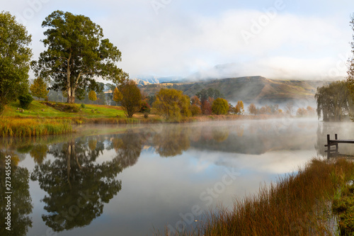 Cold morning with mist on the water