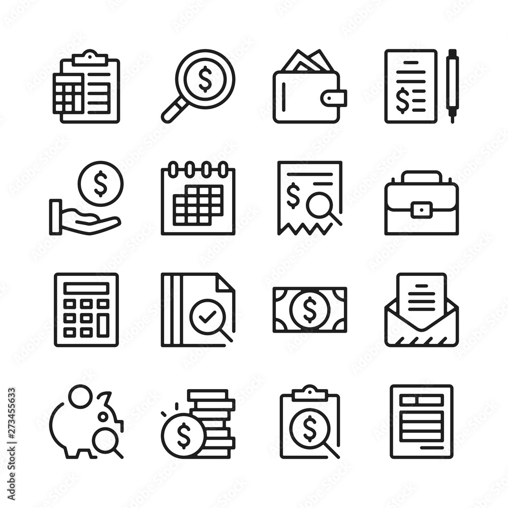Accounting line icons set. Modern graphic design concepts, simple outline elements collection. Vector line icons Accounting line icons set. Modern graphic design concepts, simple outline elements collection. Vector line icons