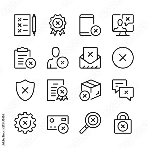 Reject line icons set. Modern graphic design concepts, simple outline elements collection. Vector line icons