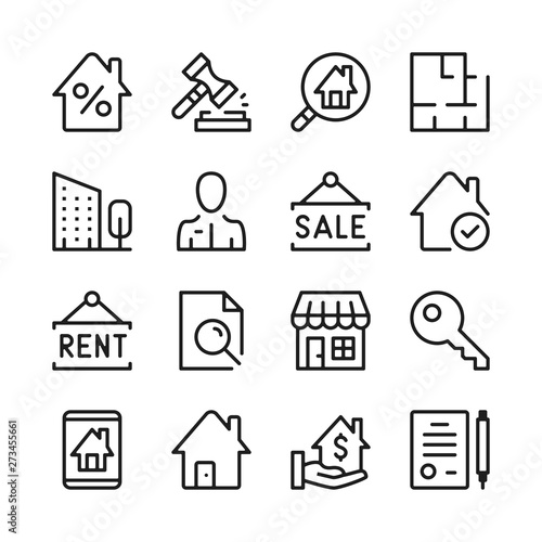 Real estate line icons set. Modern graphic design concepts, simple outline elements collection. Vector line icons
