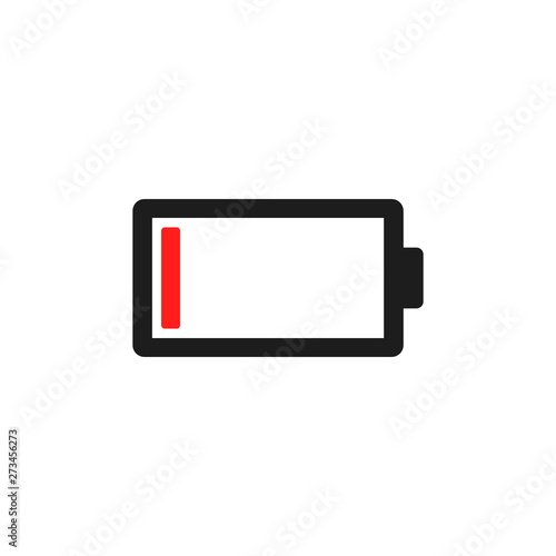 Low battery icon. Out of battery charge. Vector.