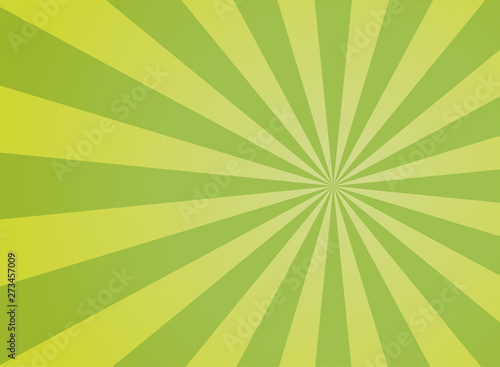 Sunlight wide abstract background. Green color burst background. Vector illustration.