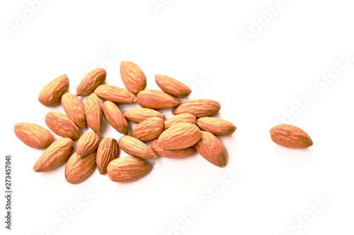 baked almond seed batch on white background