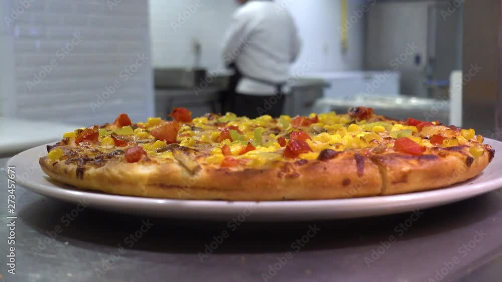Person takes a piece of pizza. Macro view. Person takes a piece of pizza. Macro view.