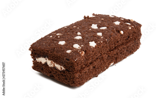 chocolate sponge cake with stars isolated