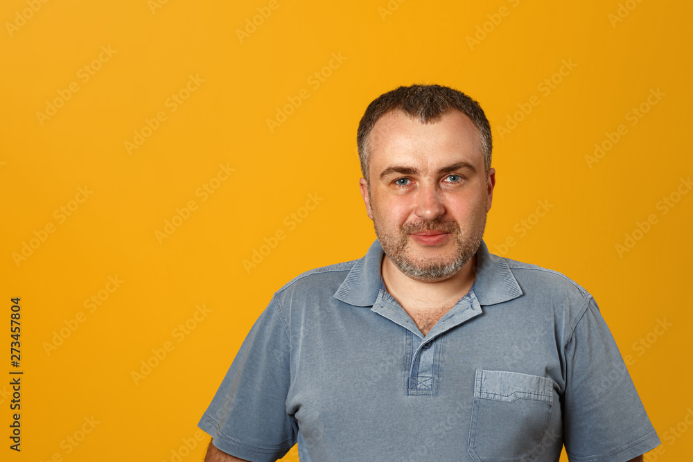 Closeup portrait of a man on a yellow background. Copy space Closeup portrait of a man on a yellow background. Copy space