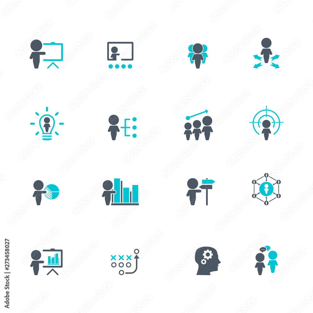 Business training icon set Business training icon set