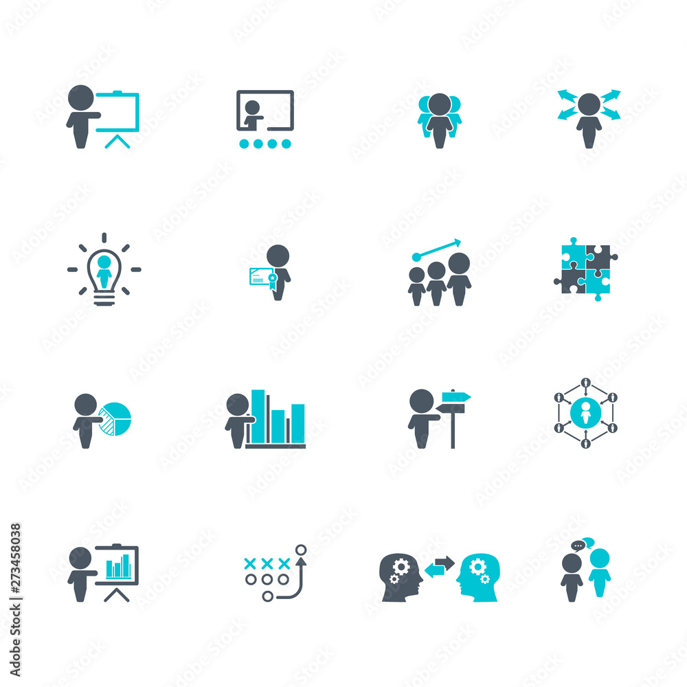 Business training icon set Business training icon set