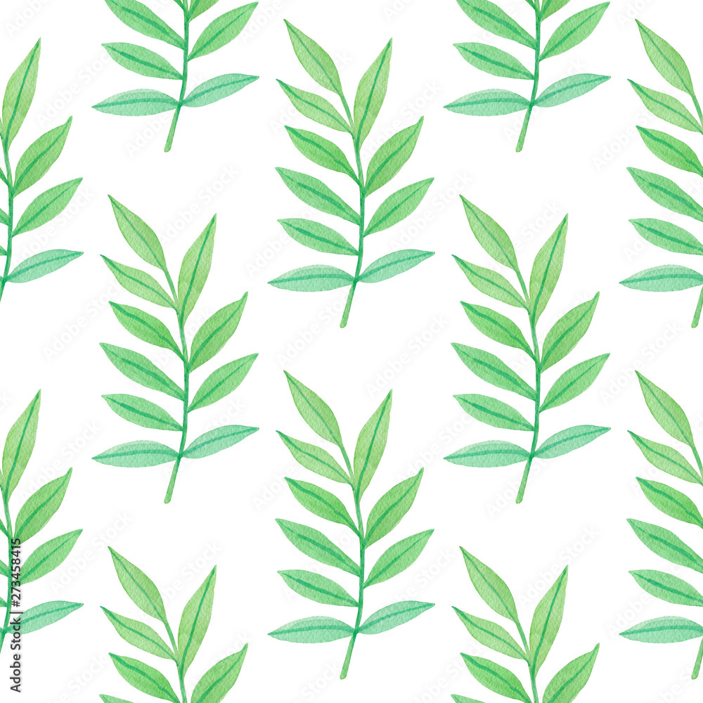 Fototapeta premium Seamless pattern with green leaves