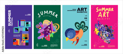 Summer Festival Art and Culture Colorful Illustration Poster. Illustration for Summer, event, website, landing page, promotion, flyer, digital and print.