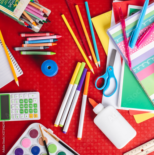 Assortment of Colorful School Supplies