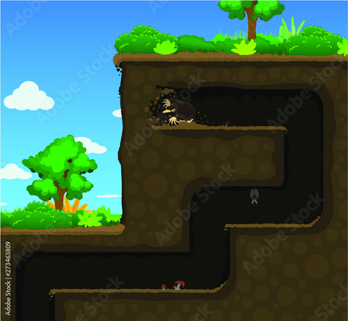 Mole High Dig Underground Cartoon