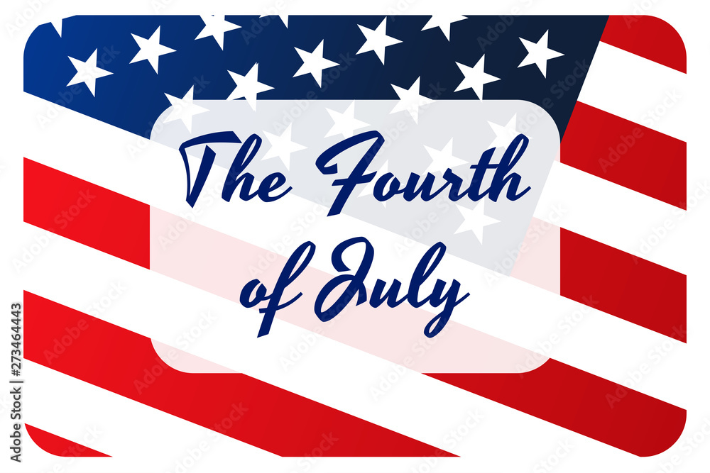 National flag of The United States of America with red stripes and white stars and inscription: Independence Day, the Fourth of July in modern style with patriotic colors. Vector EPS10 illustration. National flag of The United States of America with red stripes and white stars and inscription: Independence Day, the Fourth of July in modern style with patriotic colors. Vector EPS10 illustration.