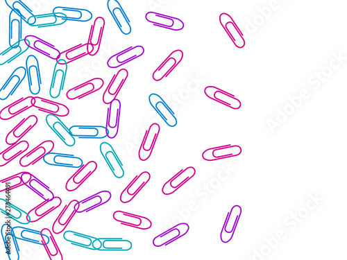 Stationary paperclips isolated on white background