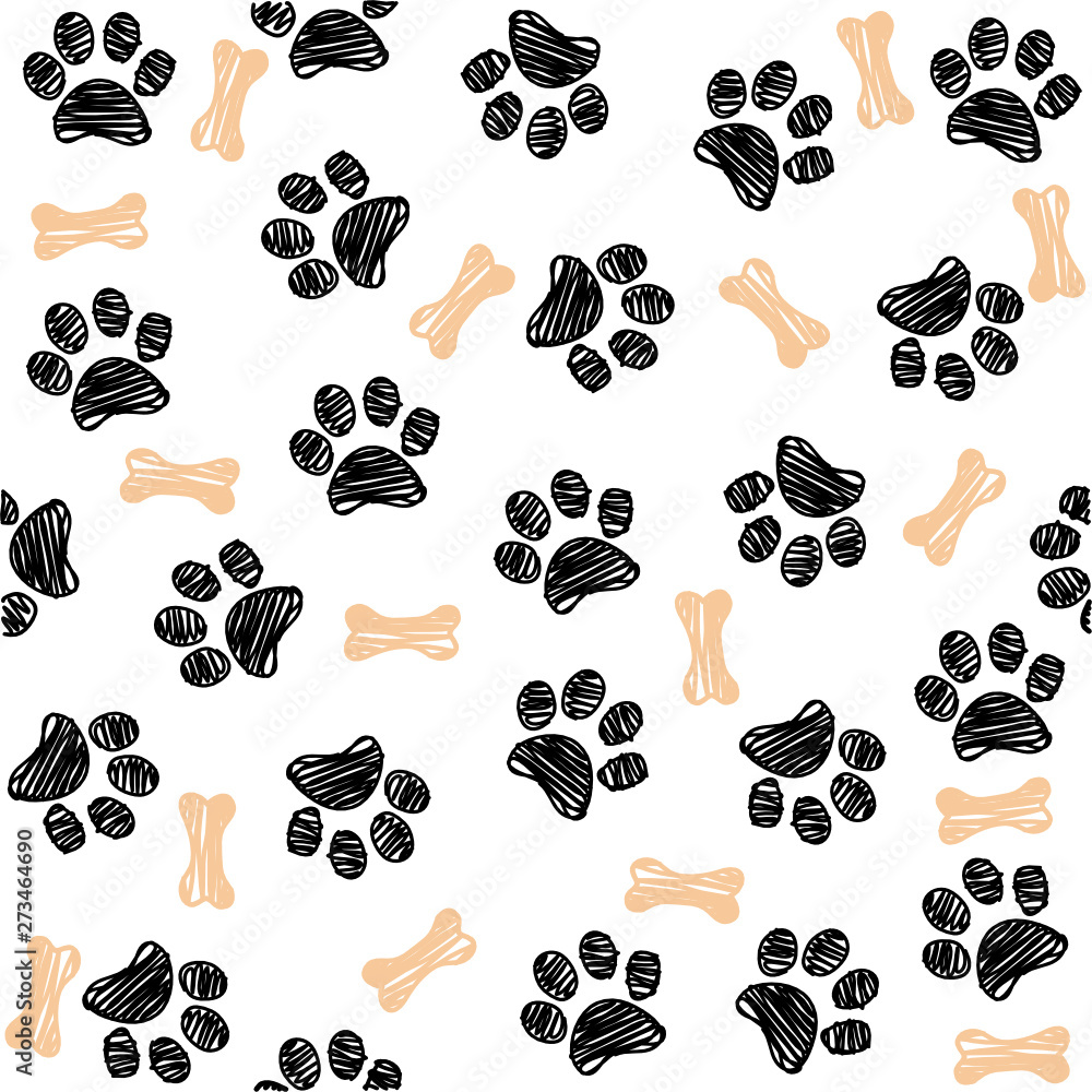 Background with dog paw print and bone Stock Vector | Adobe Stock