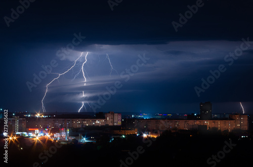 lightning over city