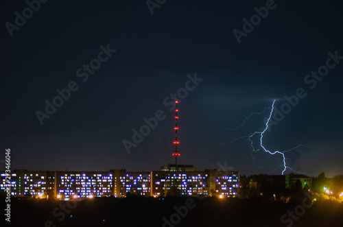 lightning over city