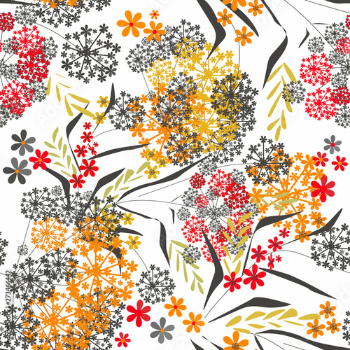 Seamless floral small flowers leaves vintage retro pattern