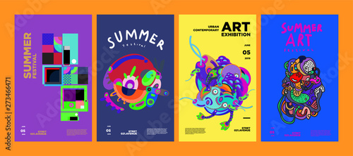 Summer Festival Art and Culture Colorful Illustration Poster. Illustration for Summer  event  website  landing page  promotion  flyer  digital and print.