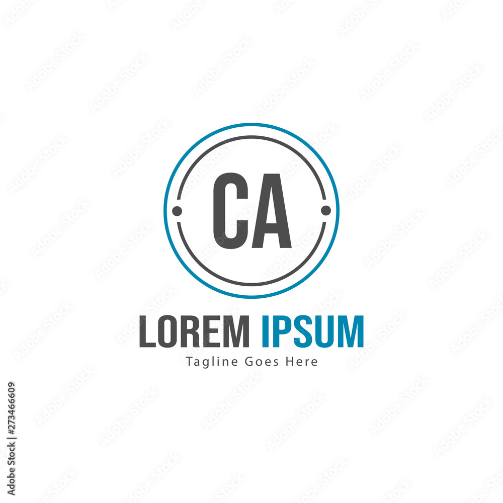 Initial CA logo template with modern frame. Minimalist CA letter logo vector illustration Initial CA logo template with modern frame. Minimalist CA letter logo vector illustration
