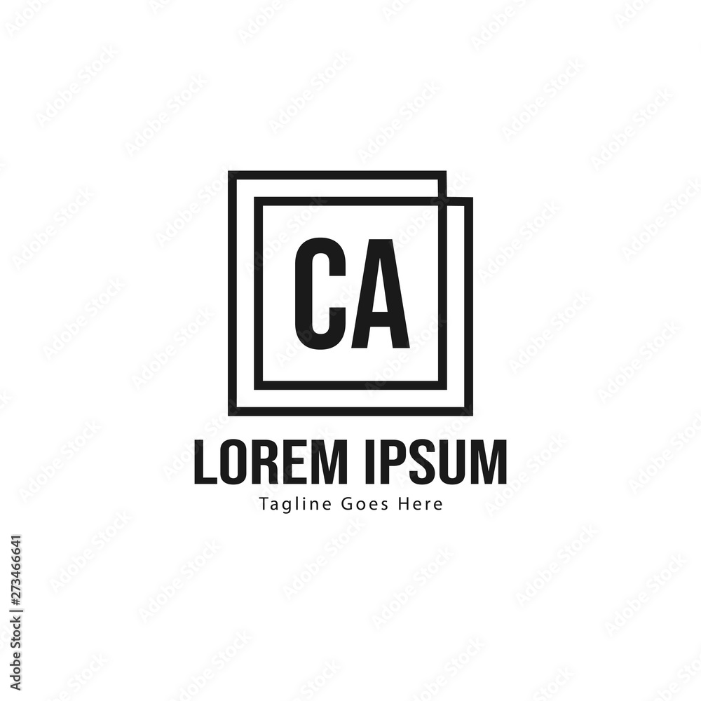 Initial CA logo template with modern frame. Minimalist CA letter logo vector illustration