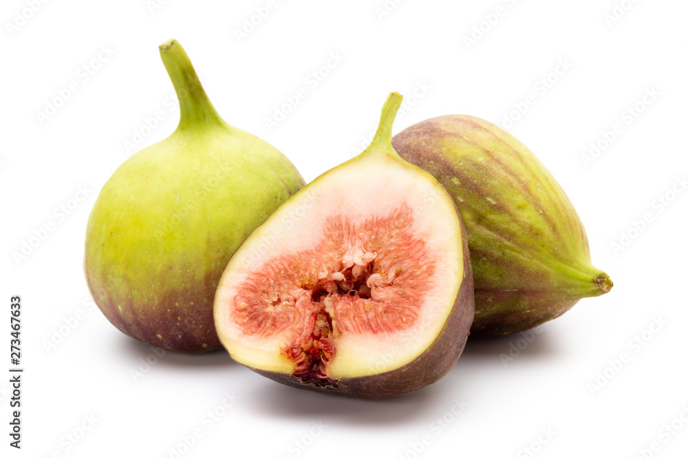 Fig fruits isolated on white background. Top view. Flat lay pattern Fig fruits isolated on white background. Top view. Flat lay pattern