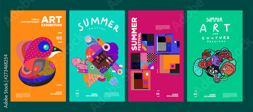 Summer Festival Art and Culture Colorful Illustration Poster. Illustration for Summer, event, website, landing page, promotion, flyer, digital and print.