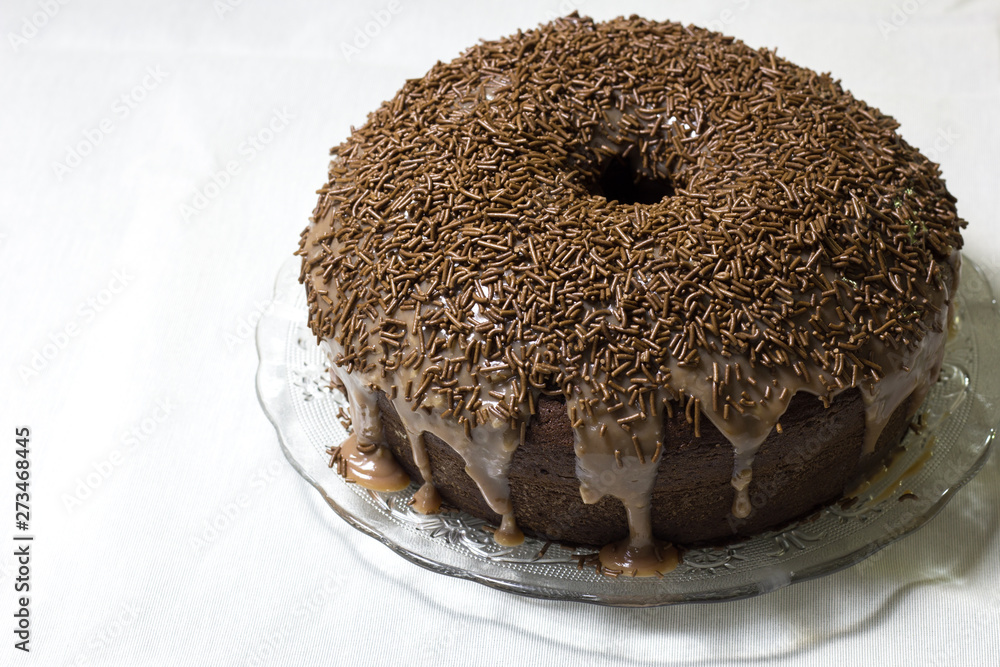 Plate with a traditional brazilian sweet - brigadeiro cake Plate with a traditional brazilian sweet - brigadeiro cake