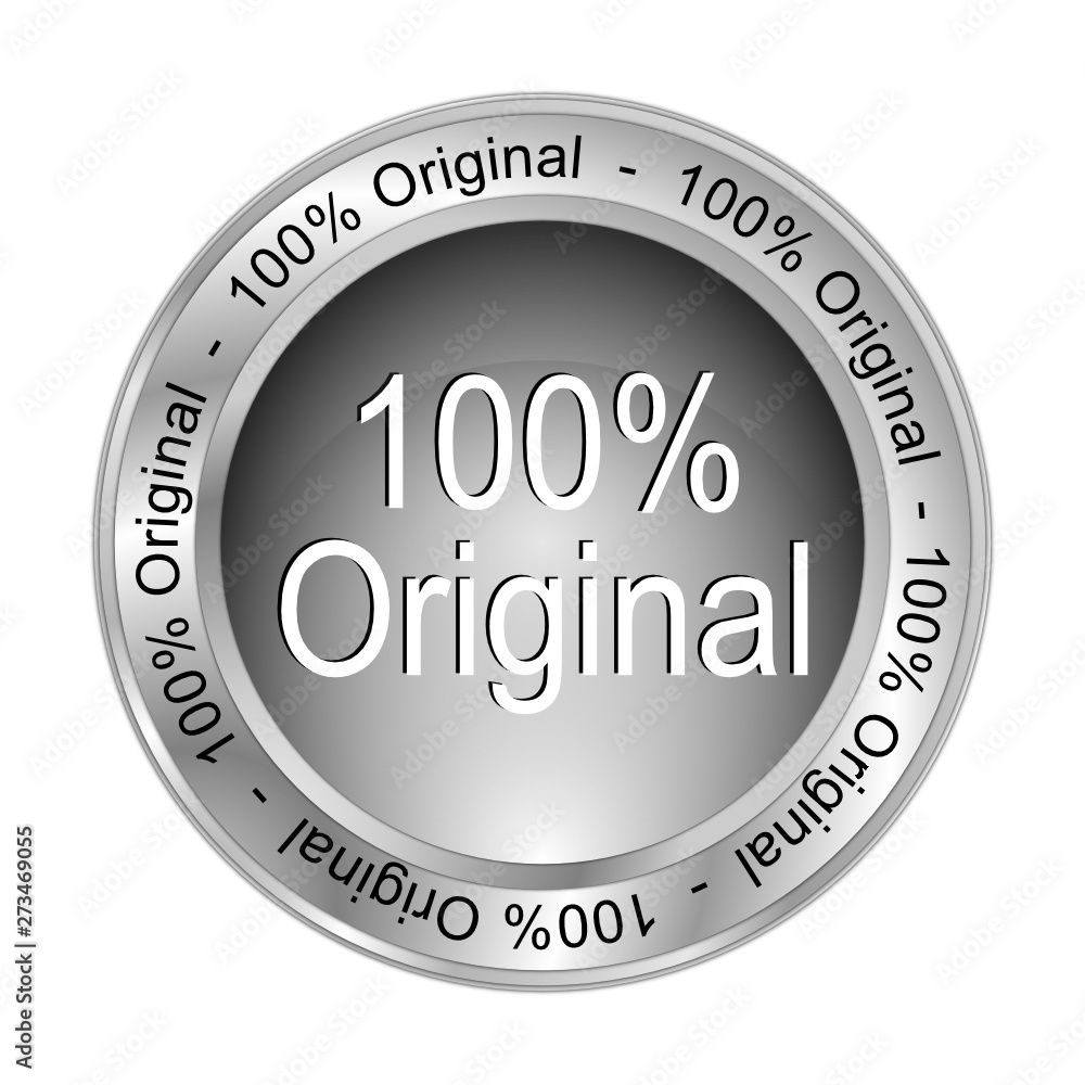 100% Original button - 3D illustration