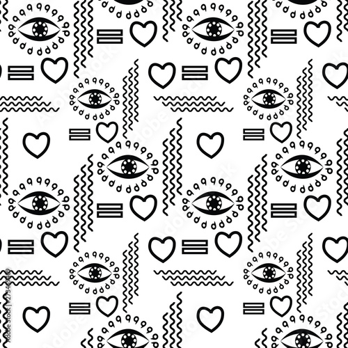Eye. Abstract seamless pattern. For fabric and wallpaper. Vector illustration