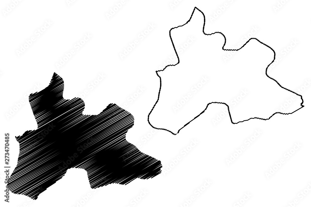 Centre Region (Regions of Burkina Faso, Burkina Faso) map vector illustration, scribble sketch Centre map....