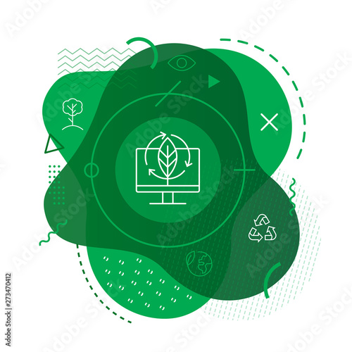 Recycle computer icon on modern background