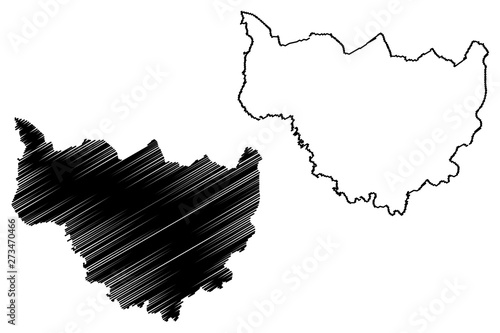 Cascades Region (Regions of Burkina Faso, Burkina Faso) map vector illustration, scribble sketch Cascades map....