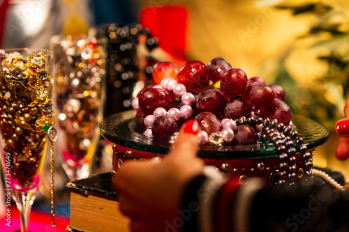 Red Grapes Arranged with Jewellery
