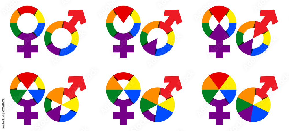 Fototapeta premium Gender Symbol Collection in Rainbow Color Illustration. Vector Rainbow Male Female Gender Sign