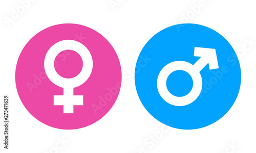 Round Gender Symbol in Color. Flat Design Style. Vector Gender Symbol Simple Silhouette