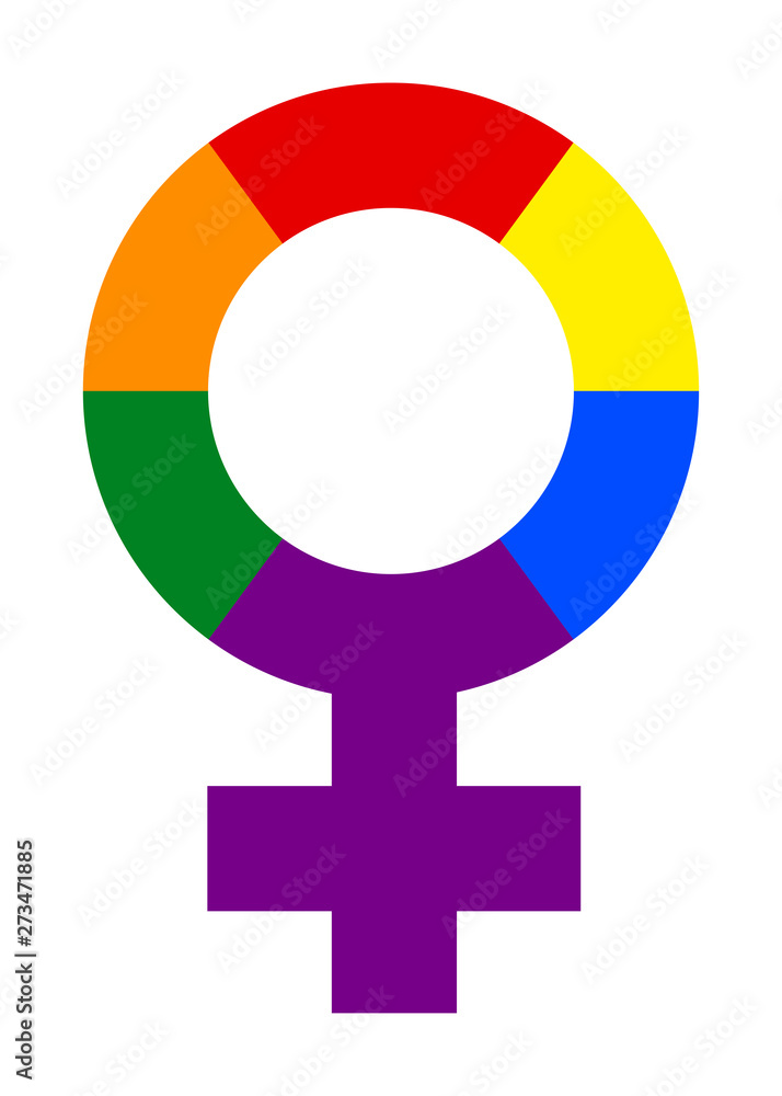 Obraz premium Illustration of Woman Symbol in Rainbow Color. Vector Rainbow Woman Gender Sign