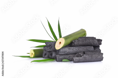 Natural bamboo charcoal isolated on white background