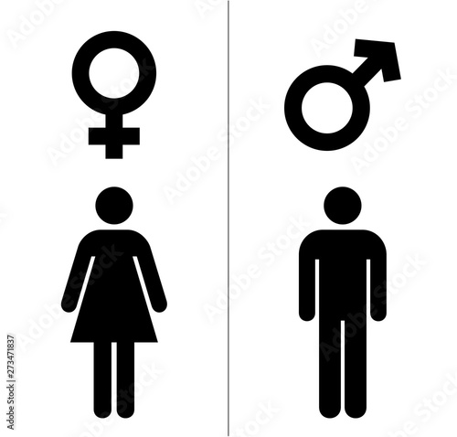 Male and Female Icons With Black Color. Gender Symbol Vector Illustration.