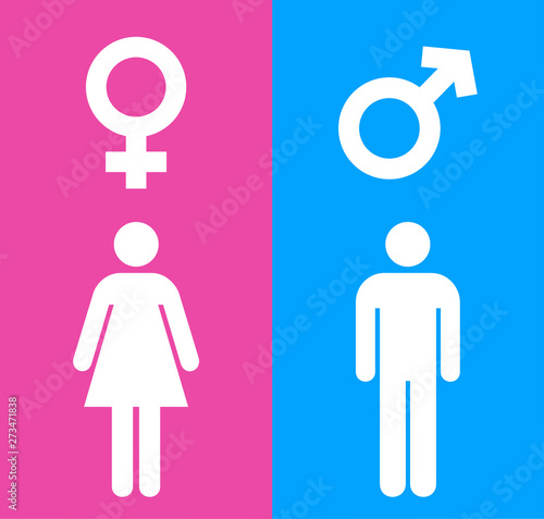Male and Female Icons With Blue And Pink Background. Gender Symbol Vector Illustration