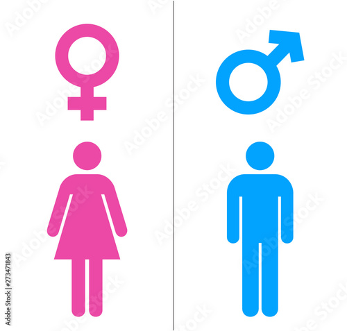 Male and Female Icons With Blue And Pink Color. Gender Symbol Vector Illustration.
