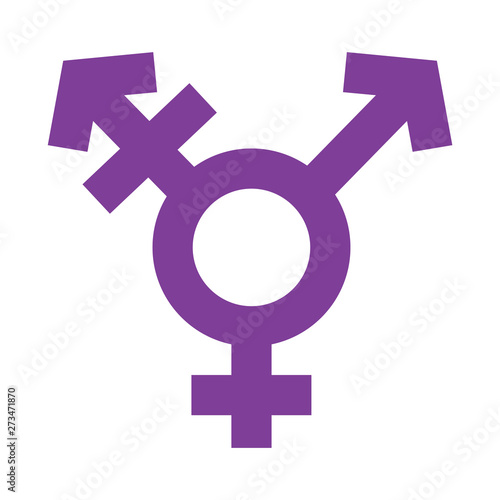 Transgender Symbol in Simple Outline Violet Color Design. Sexual Orientation Vector Gender Sign