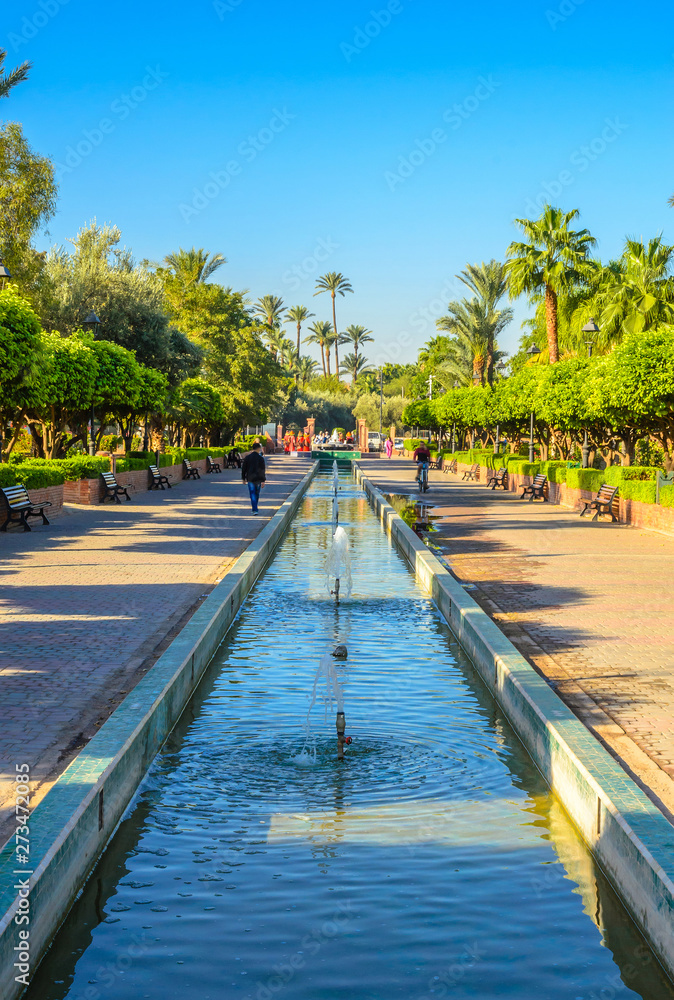 Obraz premium Beautiful park in old medina of Marrakesh, Morocco