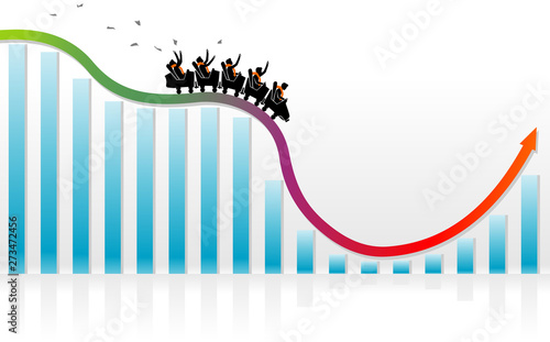 Roller Coaster Economy Recovery Concept Graph