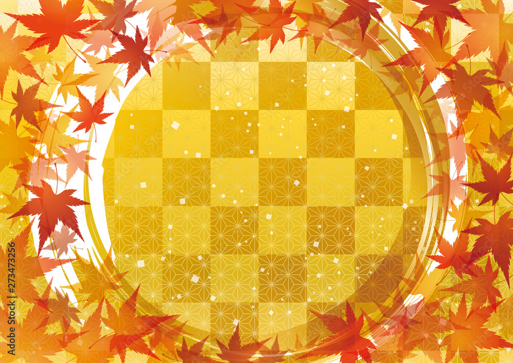 紅葉 金色 秋 円 和柄 背景 Stock Vector Adobe Stock