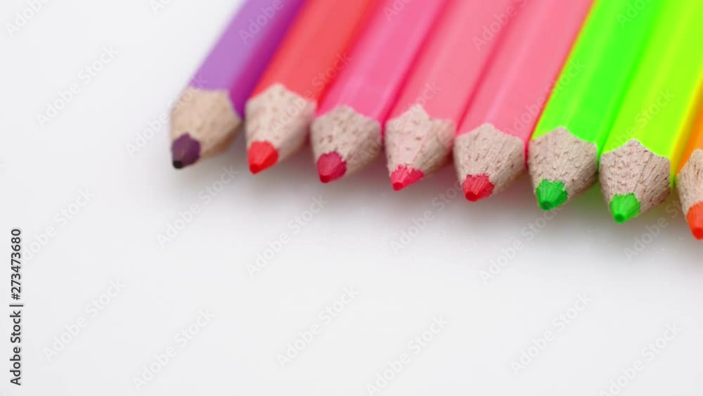 Colored pencils. Close up trucking shot. Shallow depth of field. Colored pencils. Close up trucking shot. Shallow depth of field.