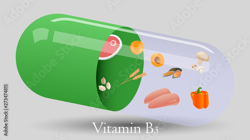 Vitamin pill vector design. Vitamin B3 vector illustration