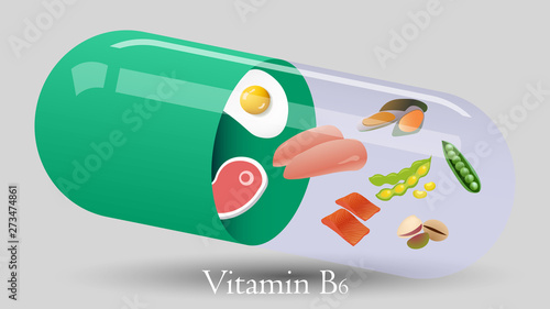 Vitamin pill vector design. Vitamin B6 vector illustration