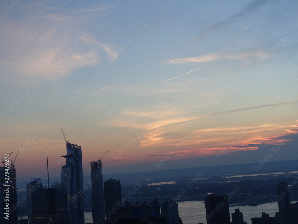 Sunset over New York skyline