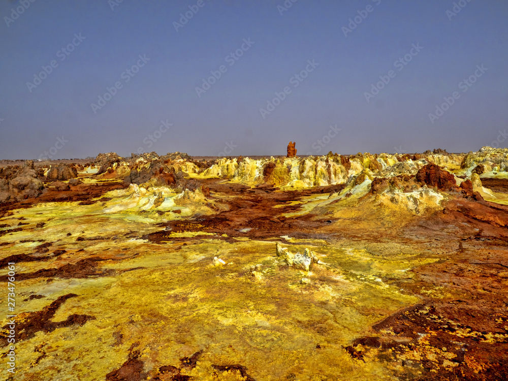 Danakil's depression dies incredibly bright colors that make salt crystals. Ethiopia